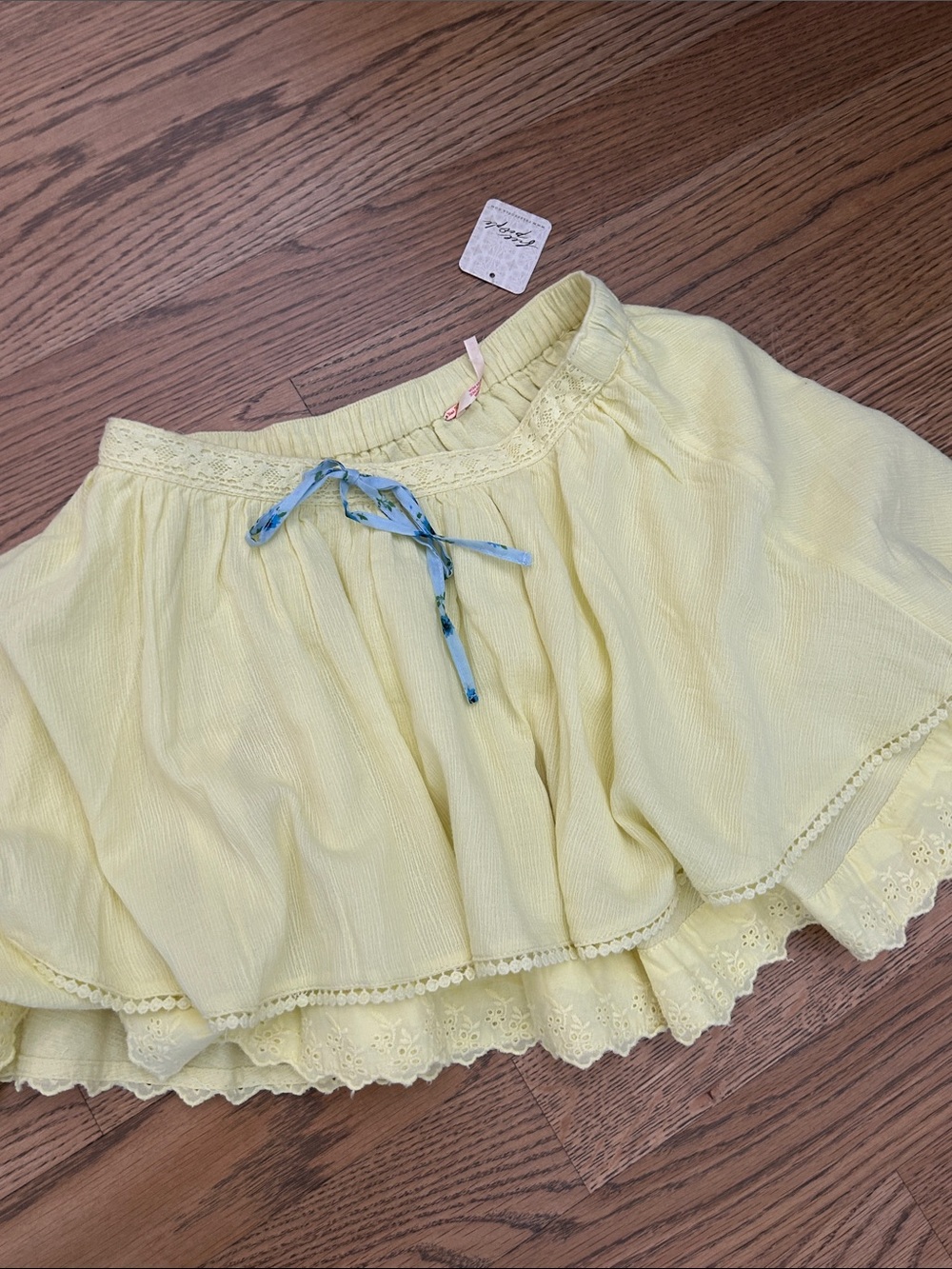 Free people yellow ruffle tiered skirt small NWT - Picture 6 of 6
